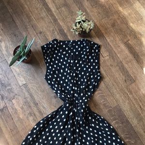 Patterned Sundress w/ Elastic Waist & Gold Buttons